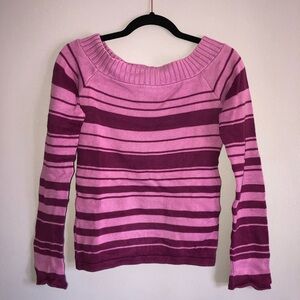 Zara Pink Crew Neck knit Sweater with Ombré Stripes